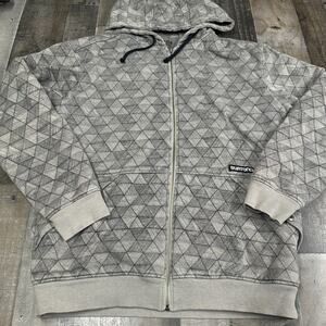 Burton Gray full zip Hoodie Men size Large Ski Skater Outdoor Hiking Camping